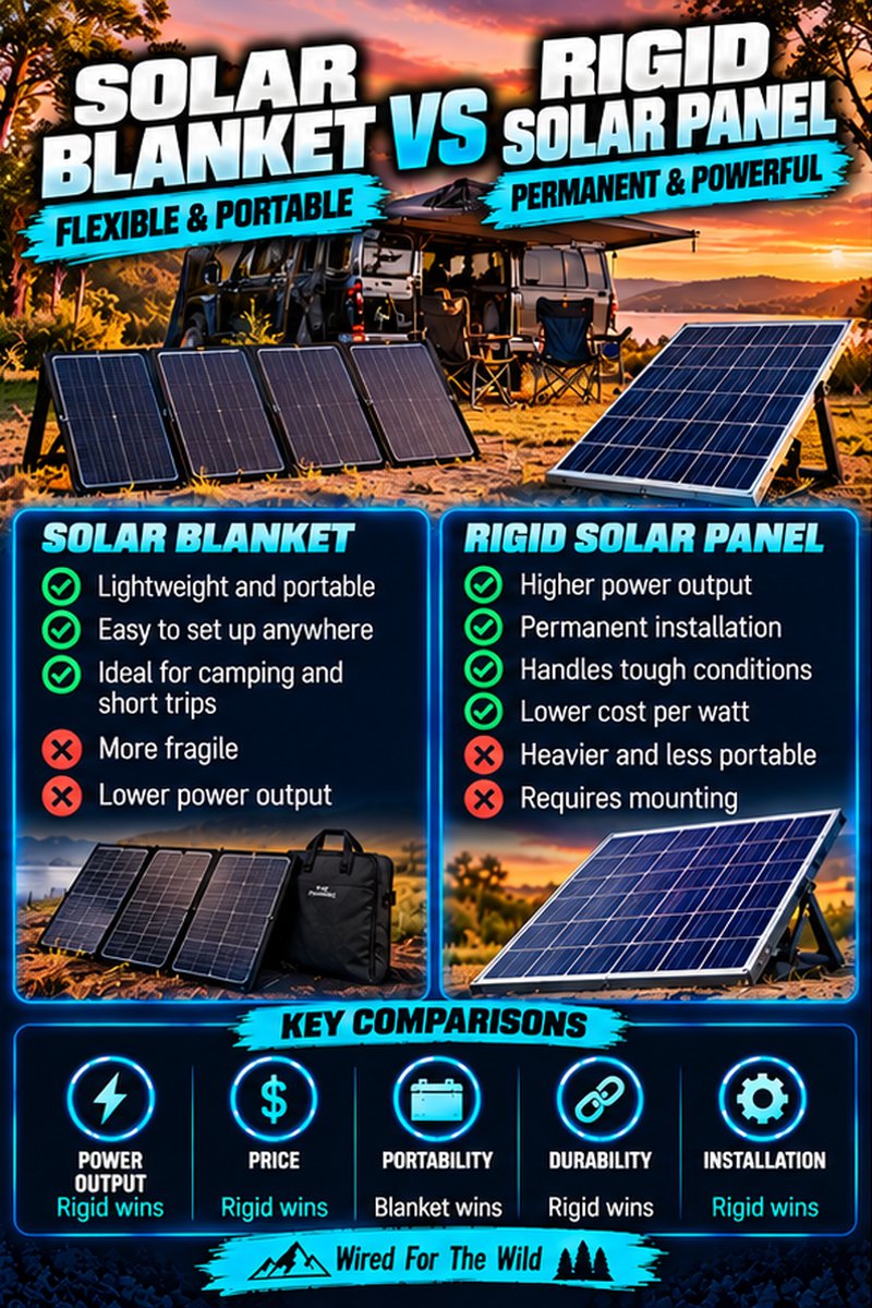 Solar Blanket vs Rigid Solar Panel for 4WD Camping